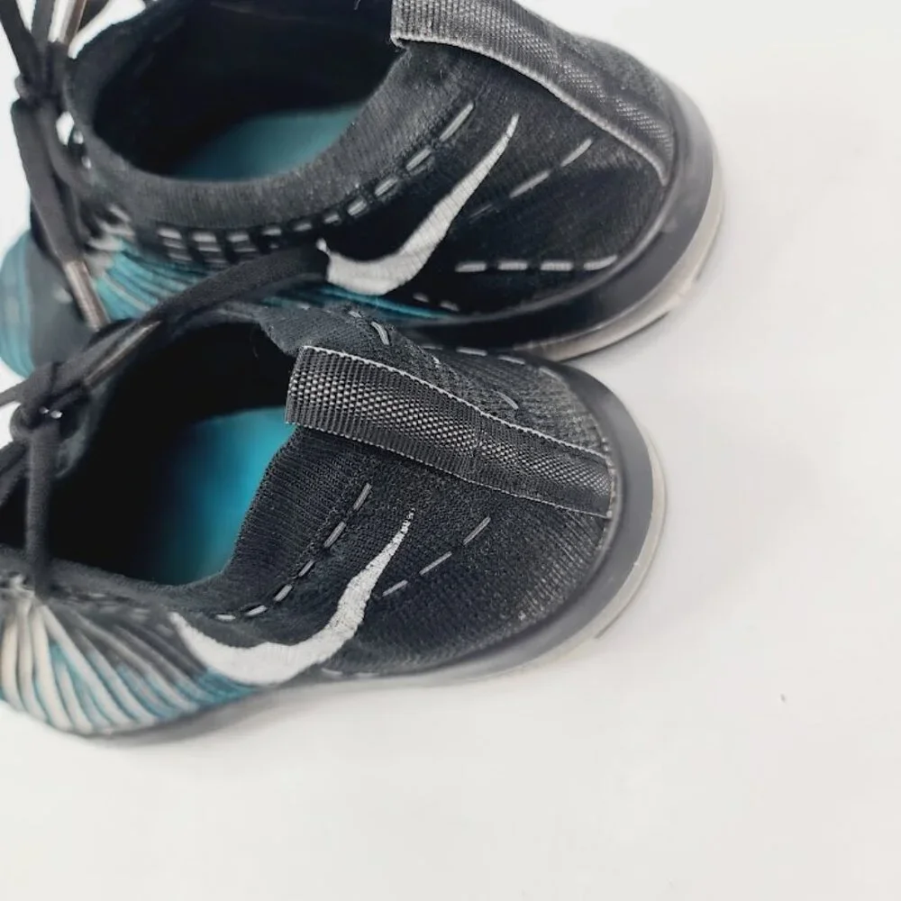 Nike Women's Black Teal Free Transform Flyknit Mesh Athletic Running Shoes‎ Sz 8